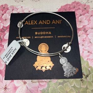 Alex and Ani Silver Buddha Charm Bangle
